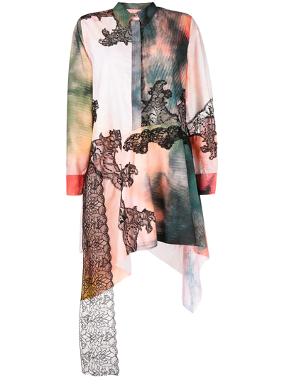 Marques' Almeida Tie-dyed Asymmetric Cotton Shirt Dress In Pink