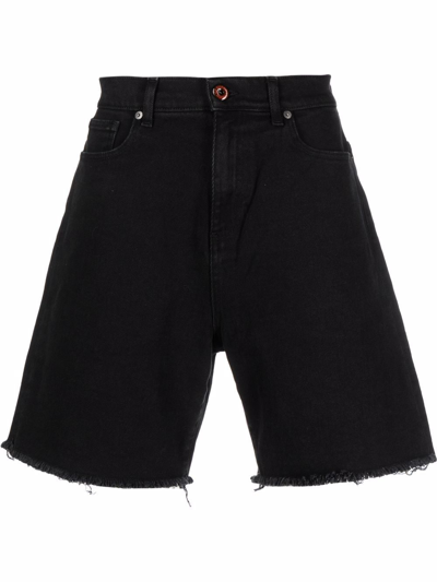 Vision Of Super Black Cotton Bermuda Shorts In Denim Nero
