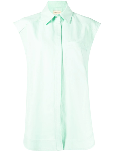 Loulou Studio Sleeveless Linen Shirt In Green