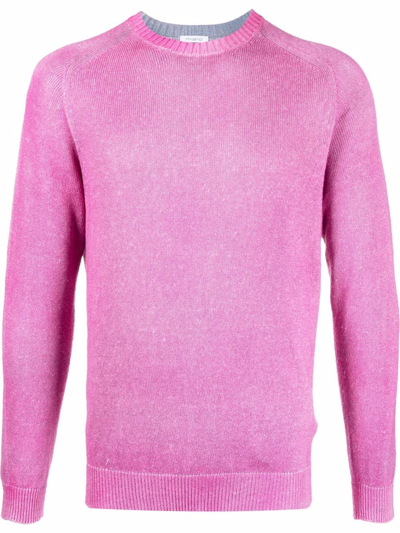 Malo Round Neck Long-sleeved T-shirt In Rosa