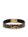 SAINT LAURENT LEATHER LOGO BRACELET