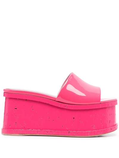 Haus Of Honey Lacquer Doll Platform Sandals In Hot Pink