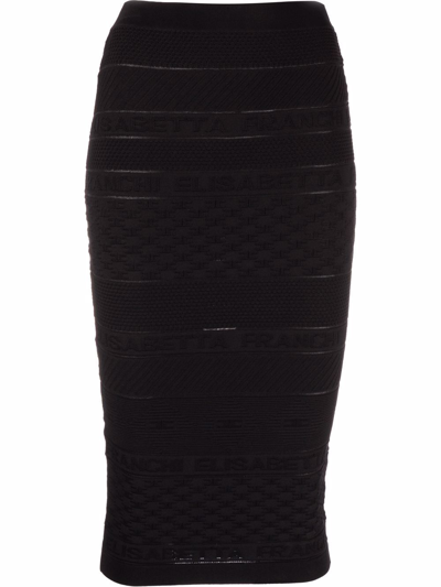 Elisabetta Franchi Logo-panelled Knit Pencil Skirt In Schwarz