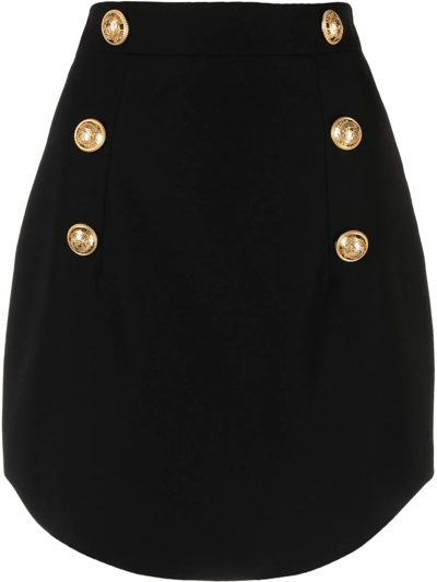 Balmain Button-detail High-waisted Skirt In Black