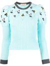 Cormio Light Blue Oma 2.0 Sweater With Embroidered Flowers In Multi-colored