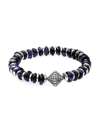 JEAN CLAUDE MEN'S DELL ARTE STERLING SILVER, STAINLESS STEEL & KROBO GLASS BEADED STRETCH BRACELET