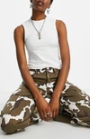 Topshop Clean Stretch Cotton Tank Top In White