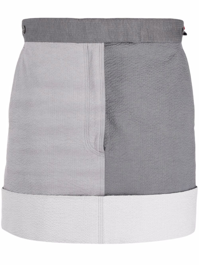 Thom Browne Two-tone Mini Skirt In Grey