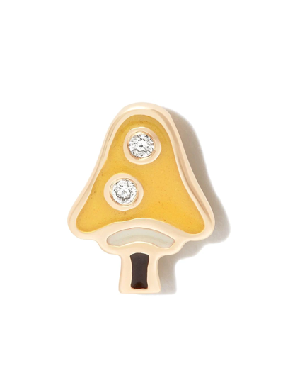 Alison Lou 14kt Yellow Gold Mushroom Diamond Stud Earring