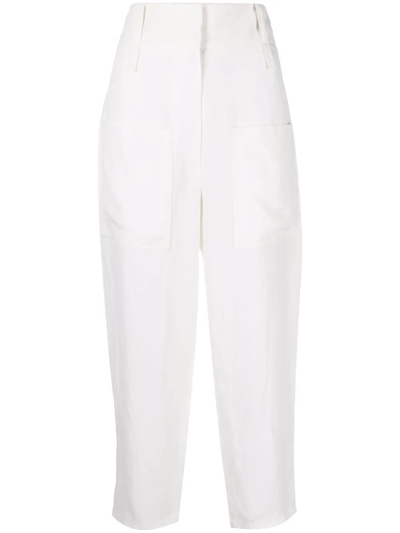 Stella Mccartney High-waisted Cropped Trousers In White