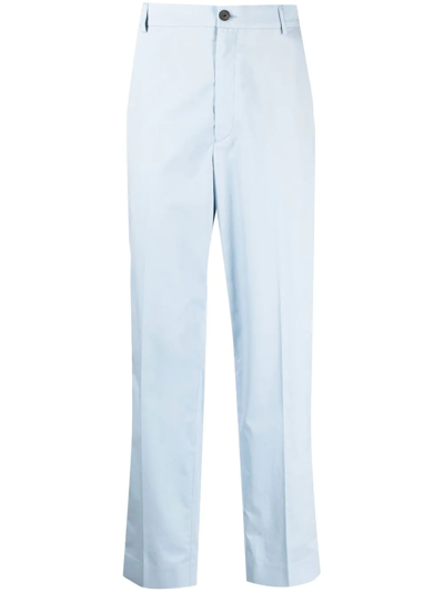 Kenzo Straight-leg Cotton Trousers In Blue