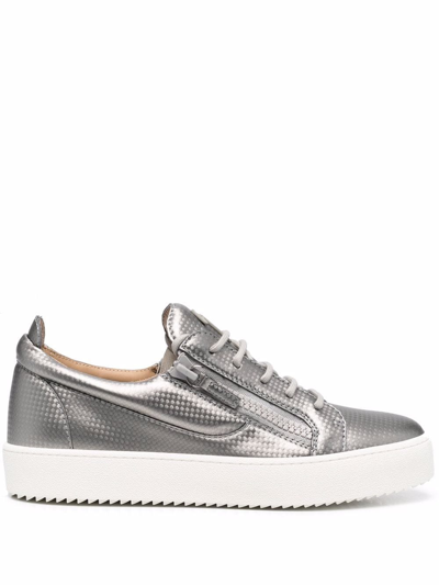 Giuseppe Zanotti Metallic-effect Low-top Trainers In Silver