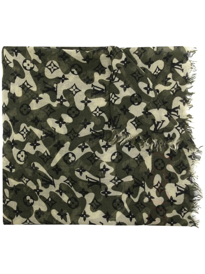 Pre-owned Louis Vuitton X Takashi Murakami 2000s  Camouflage-print Scarf In Green