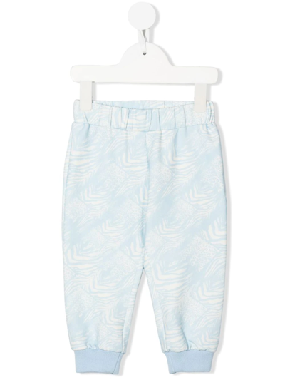 Roberto Cavalli Babies' Animal Pattern Track Pants In Blue
