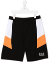 Ea7 Logo-print Colourblock Bermuda Shorts In Black