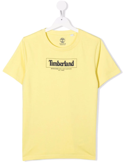 Timberland Kids' Logo Print T-shirt In Yellow