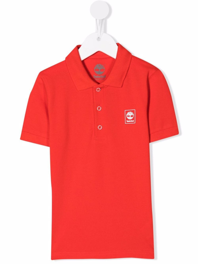 Timberland Kids' Logo-print Polo Shirt In Red