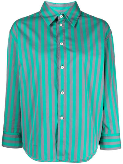 Jil Sander Buttoned Stripe-print Shirt In Green