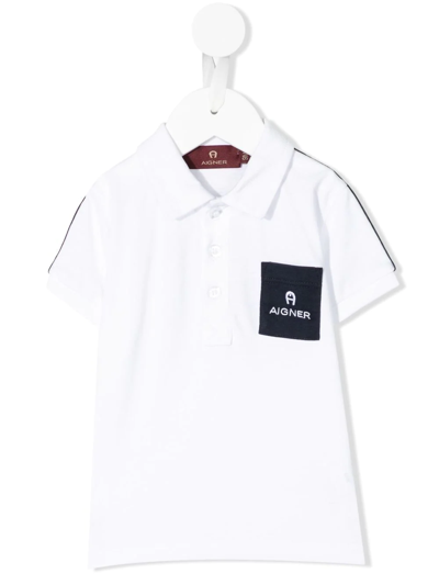 Aigner Babies' Embroidered-logo Pocket Polo Shirt In White