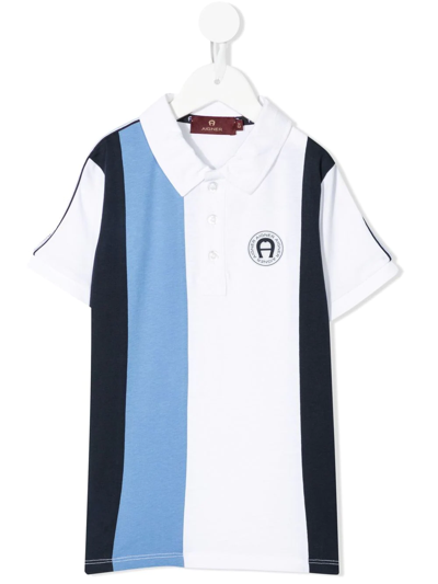 Aigner Kids' Striped Short-sleeve Polo Shirt In Blue