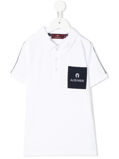 Aigner Kids' Embroidered-logo Pocket Polo Shirt In White