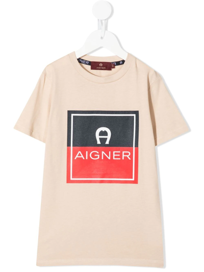 Aigner Kids' Logo-print T-shirt In Brown