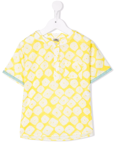 Bonton Kids' Abstract-print Shirt In Yellow
