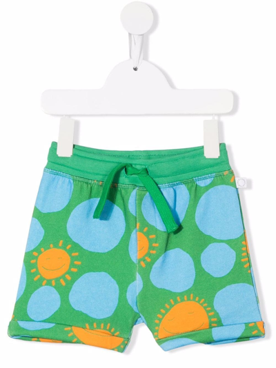 Stella Mccartney Babies' Sun-print Cotton Shorts In Green