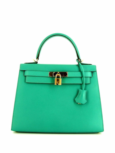 Pre-owned Hermes  Kelly 32 Handbag In Green