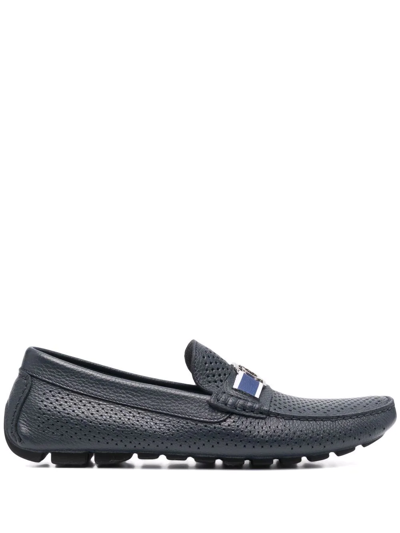 Casadei Perforated Leather Loafers In Blue