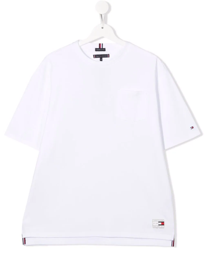 Tommy Hilfiger Junior Teen Logo-print Cotton T-shirt In White