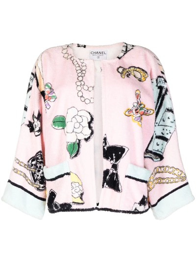 Pre-owned Chanel 1980-1990s Icon Terry-cloth Jacket In Pink