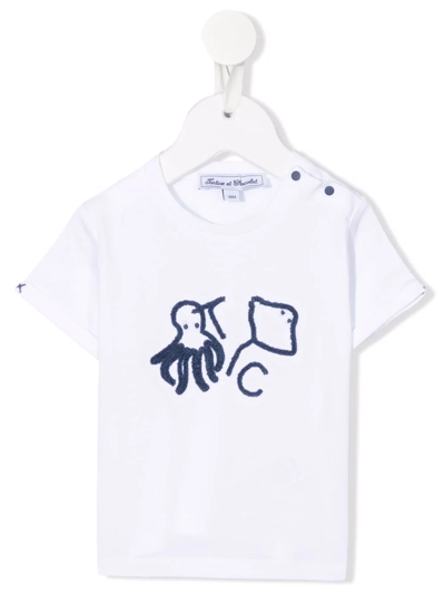 Tartine Et Chocolat Babies' Embroidered Logo T-shirt In White