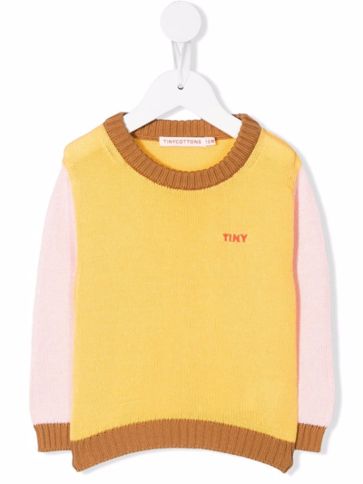 Tiny Cottons Babies' Colour-block Knit Jumper In Yellow