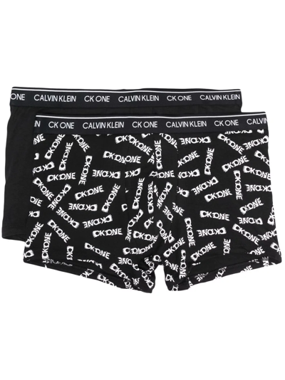 Calvin Klein Underwear All-over Logo-print Boxer Pack In Black