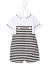 La Stupenderia Short-sleeve Striped Romper In White