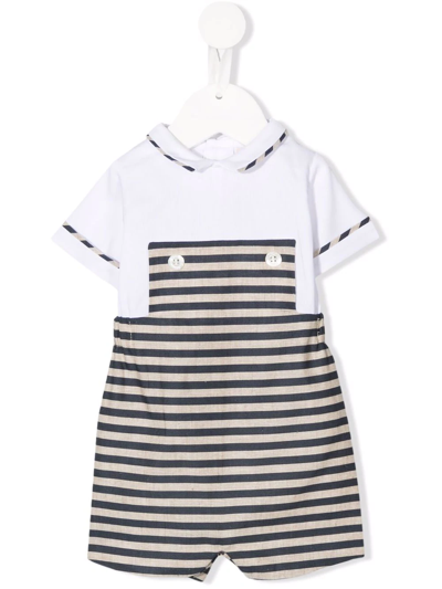 La Stupenderia Babies' Short-sleeve Striped Romper In White