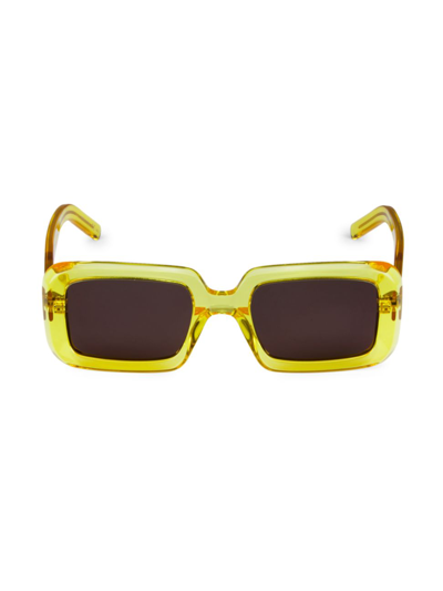 Saint Laurent Sunrise 52mm Rectangle Sunglasses In 004 Yellow Yellow Black