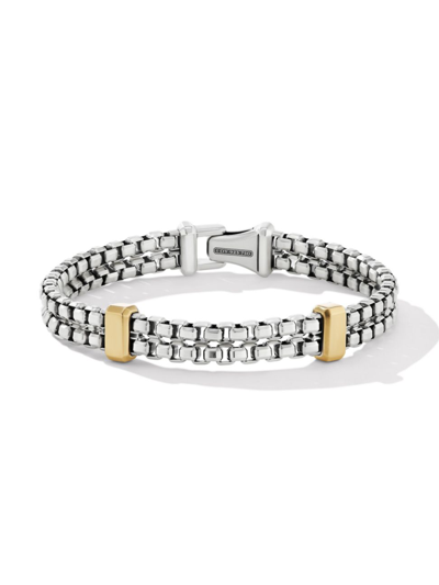 David Yurman Men's 18k Yellow Gold & Sterling Silver Double Box Link Bracelet