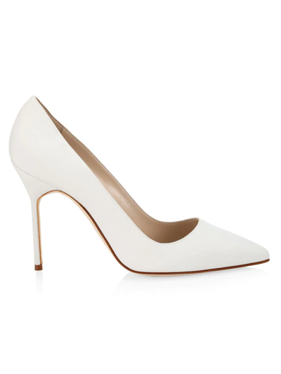 Manolo Blahnik Kifat 70 Embellished Satin Pumps In White