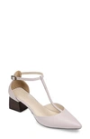 Journee Signature Cameela T-strap Pointed Toe Pump In Lilac Leather