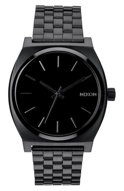 Nixon 'the Time Teller' Stainless Steel Bracelet Watch, 37mm In Black/black