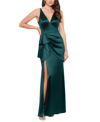 Blondie Nites Juniors Womens Satin Long Evening Dress In Hunter