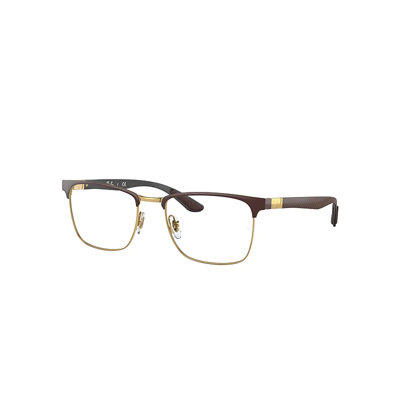Ray Ban Rb8421 Optics Eyeglasses Brown Frame Clear Lenses Polarized 52-19