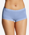 Maidenform Lace Trim Microfiber Boyshort Underwear 40760 In Gingham Blue