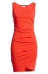 Leith Ruched Body-con Sleeveless Dress In Red Poppy