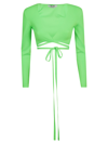 Msgm Lace-up Cropped Top - Atterley In Green