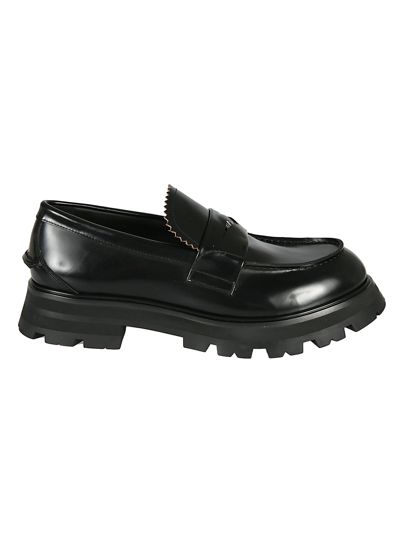 Alexander Mcqueen Platform Loafers In Black/silver