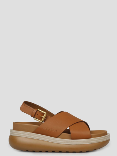 See By Chloé Cicily Leather Slingback Sandals In Tan