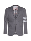 Thom Browne 4-bar Stripe Single-breasted Cotton Blazer In Med Grey